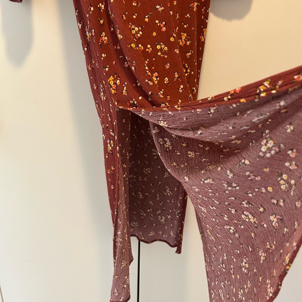 Natural Life brand, lightweight, maroon floral maxi dress. Size Small - Picture 3 of 4